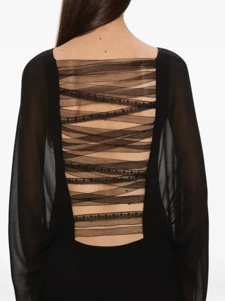 Rochie maxi Christopher Esber de mătase de costum negru