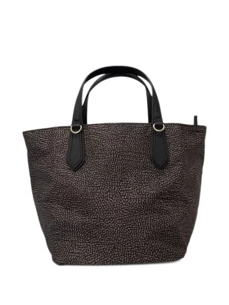 Geantă shopper Borbonese cu imagine maro