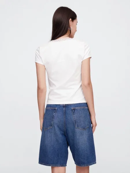 Tricou Gap din dantelă alb