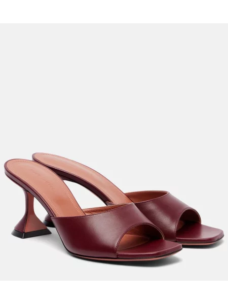 Papuci tip mules Amina Muaddi din piele bordo