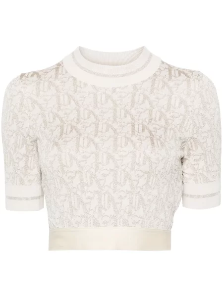 Dzianinowy top Palm Angels o krotszym kroju beżowy