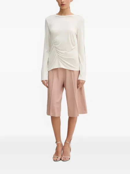 Lung tricou Sisley cu volane alb