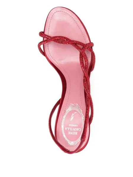 Sandale Rene Caovilla slingback de cristal roșu