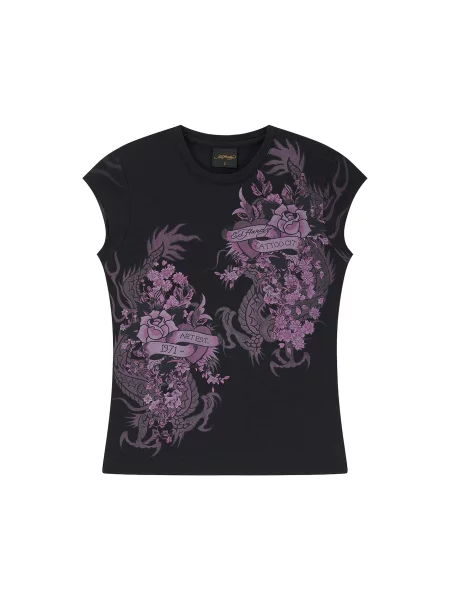 Ed Hardy Tricou Tattoo City mov orhidee / mov mură negru