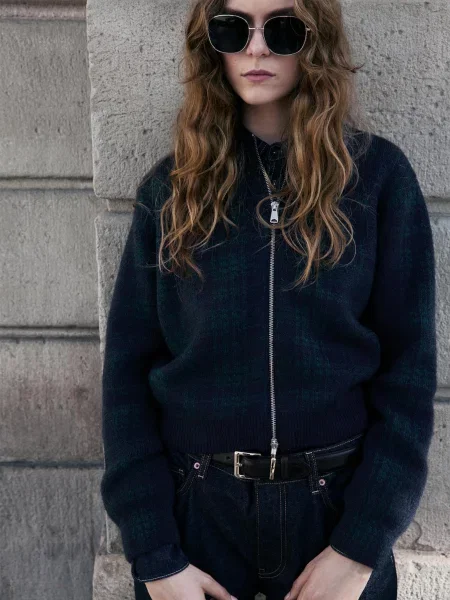 Кардиган MANGO акрил/поліестер зелений