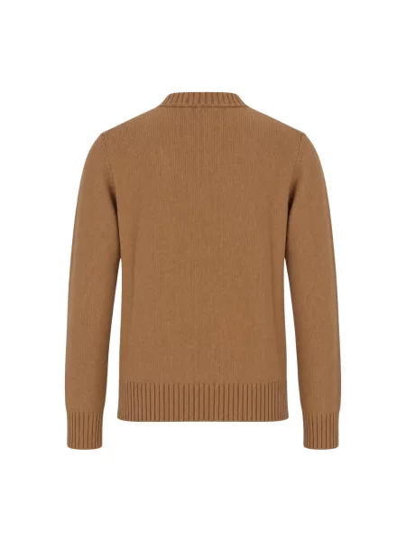 Sweter Ami Paris wełniany z logo beżowy