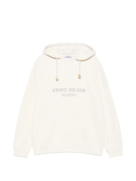 Kapucnis melegítő felső Stone Island nyomtatás fehér