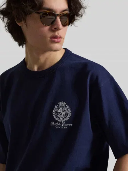 T-shirt o kroju relaxed fit z czystej bawełny Polo Ralph Lauren granatowa