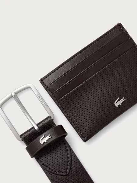 Кожаный ремень Lacoste с ремешками
