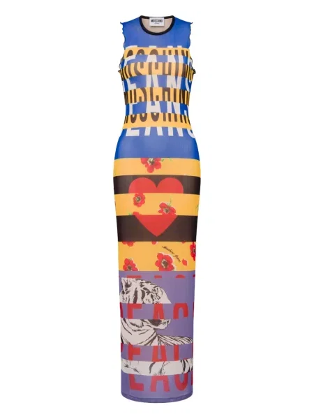 Rochie din denim Moschino Jeans cu imagine negru