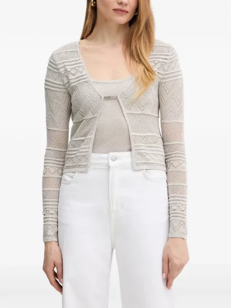 Cardigan Guess tricotate cu autograf gri