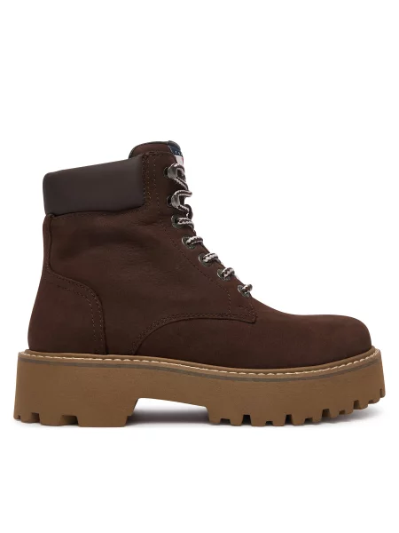 Turistická obuv Tommy Jeans Tjw Platform Nubuck Boots hnědá