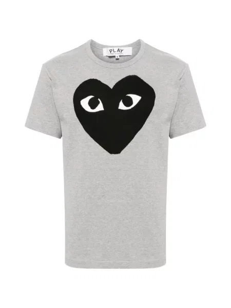 Tricou Comme Des Garcons Play cu imagine cu motiv cu inimi gri
