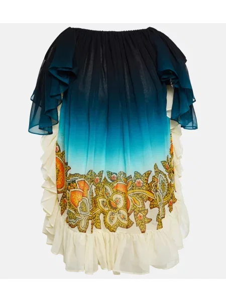 Rochie Etro de mătase cu imagine albastru