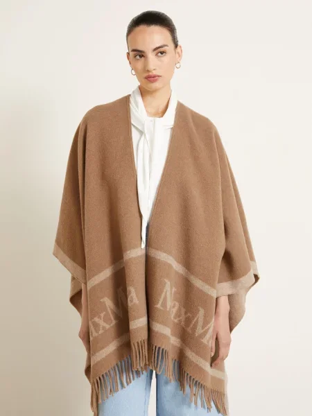 Max Mara Žakárová Pláštěnka Hilde velbloudí béžová