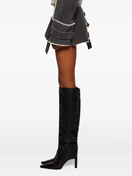 Mini suknja Natasha Zinko od brušene kože siva