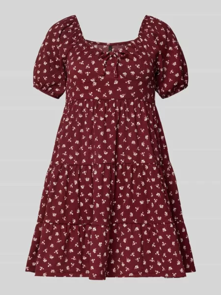 Sukienka casualowa o linii A z krótkim rękawem model ‘HILLARY’ Only bordowa