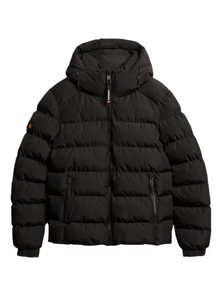 Geacă cu puf Superdry cu glugă negru