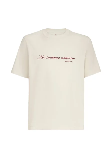 Tricou Brunello Cucinelli cu broderie cu decolteu rotund