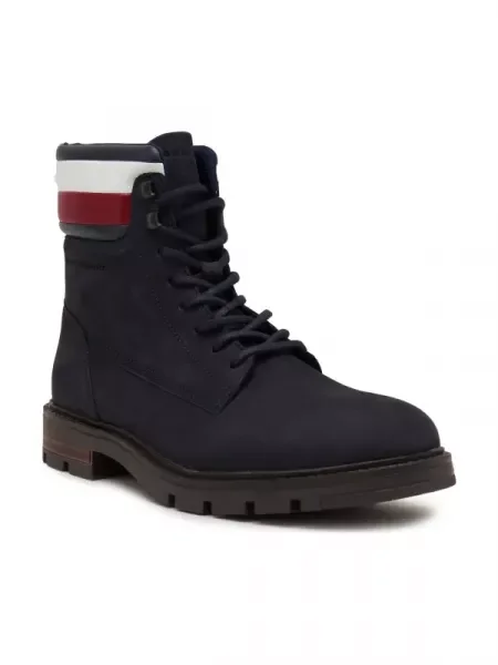 Tommy Hilfiger Bőr bakancs CORPORATE HILFIGER NUBUCK kék