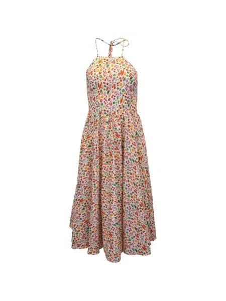 Rochie midi Caroline Constas cu imagine până la genunchi de costum alb