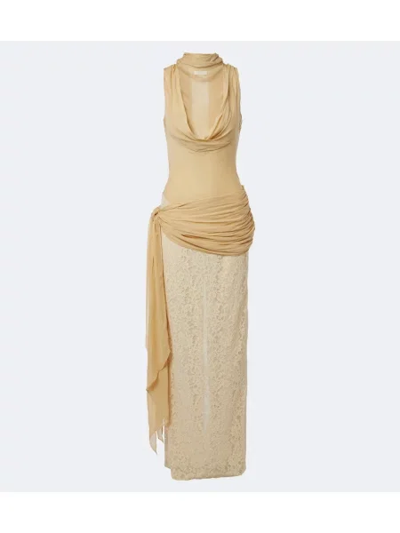 Rochie maxi De La Vali din dantelă bej