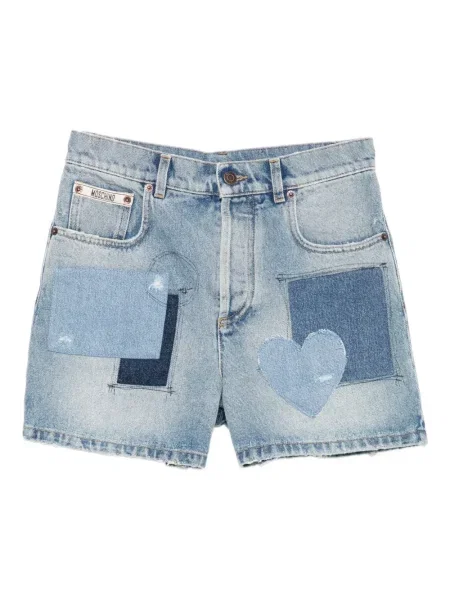 Krótkie szorty jeansowe Moschino w serca niebieskie