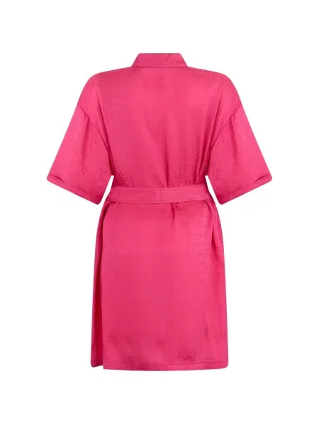 Rochie tip cămașă Moschino din jacard cu autograf roz
