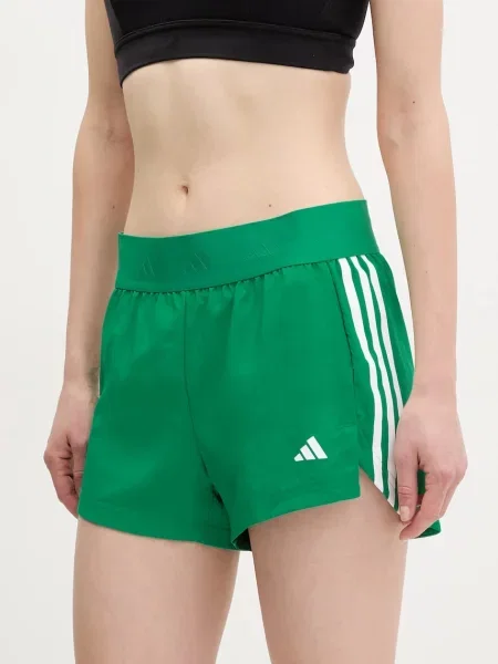 Къс панталон за трениране adidas Performance Hyperglam с апликация с висока талия зелено