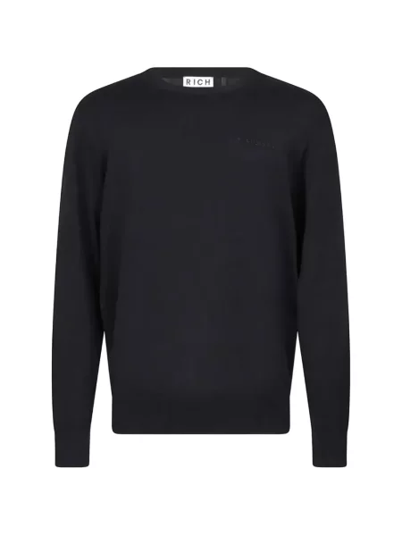 Pulover John Richmond cu broderie cu decolteu rotund negru