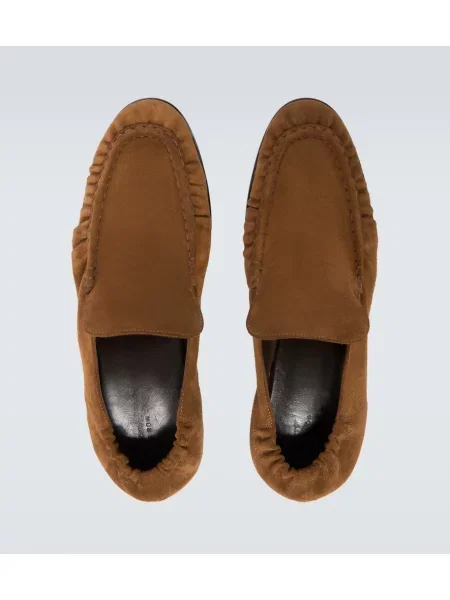 Pantofi loafer The Row din piele de căprioară maro