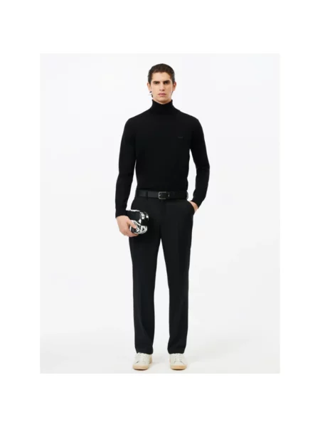 Sweter Lacoste do golfa z wysokim kołnierzem czarny