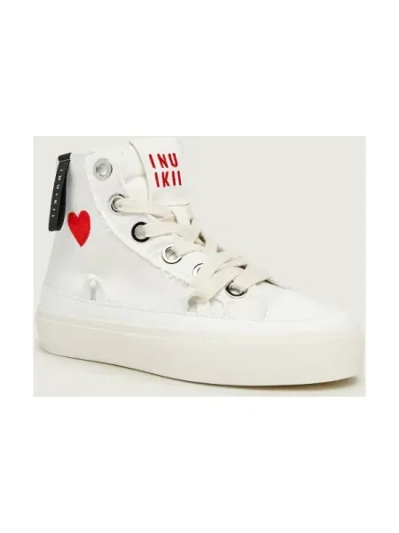 INUIKII Teniși MATILDA HIGH top DISTRESSED alb