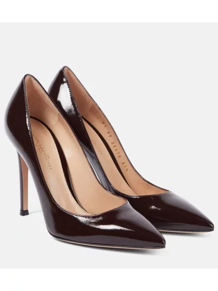 Pantofi cu toc Gianvito Rossi din piele de lac bordo