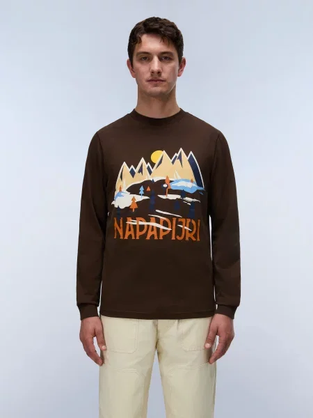 Лонгслів Napapijri коричневий