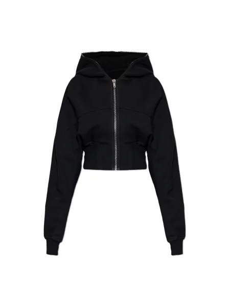 Krótka bluza z kapturem Rick Owens z kapturem czarna