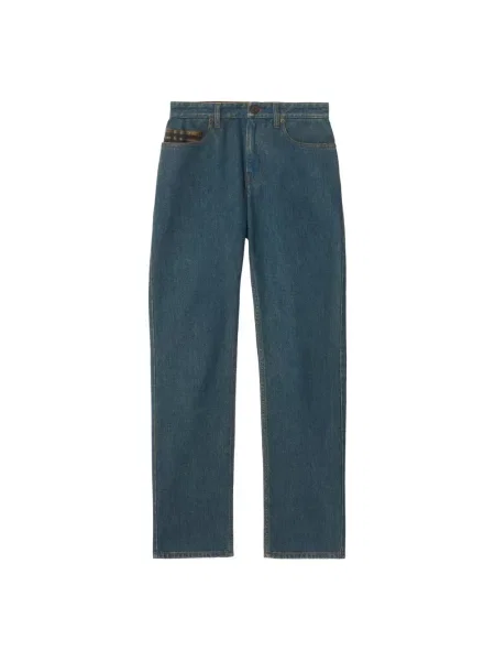 Jeansy Burberry w kratkę niebieskie