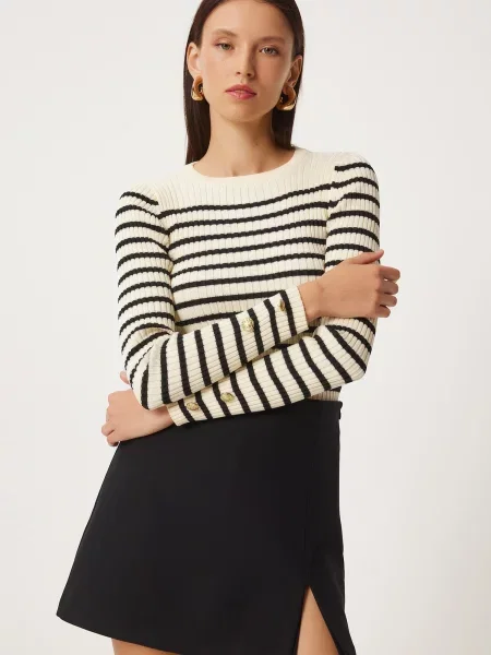 Happiness İstanbul Pulover crem negru