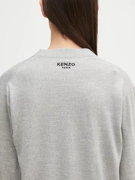 Шерстяной легкий кардиган Kenzo серый