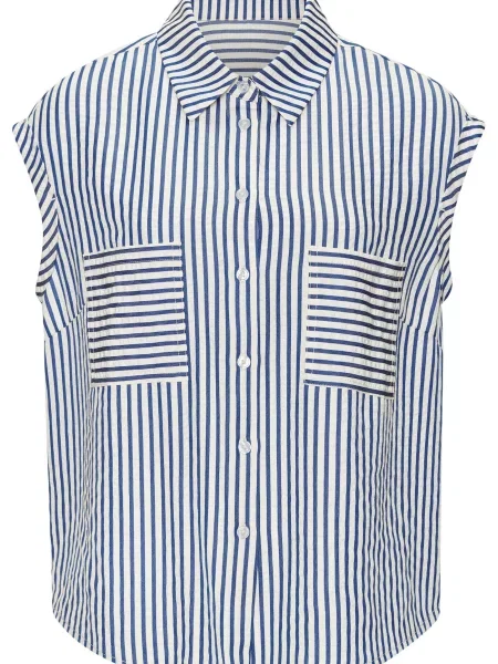 VIVANCE Bluză crem / bleumarin