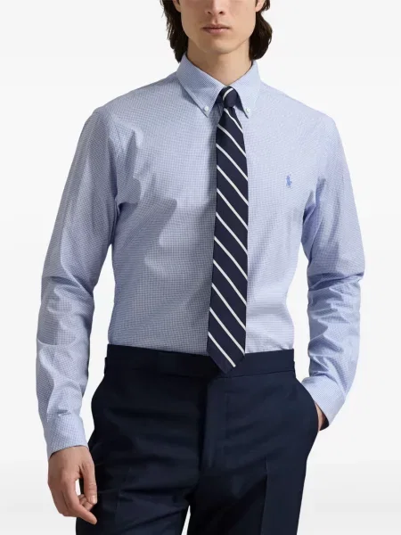 Haftowana koszulka polo Polo Ralph Lauren w paski ze sznurkiem niebieska