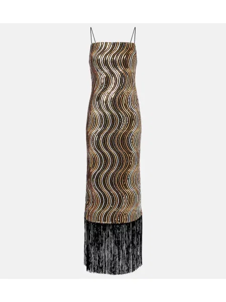 Sukienka midi Taller Marmo do kolan garniturowa złota