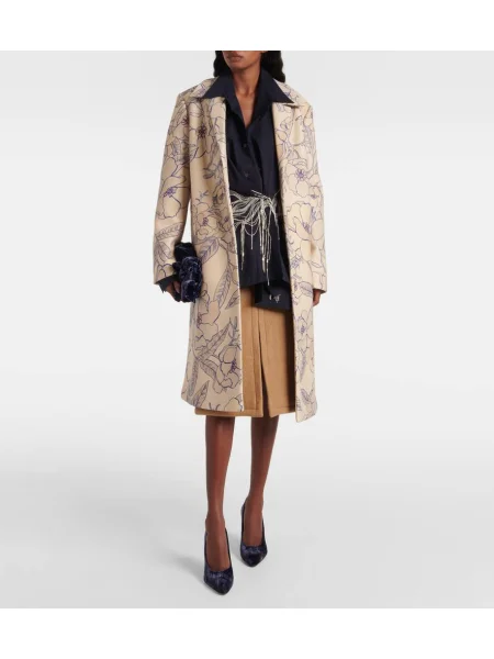 Vlnená midi sukňa Dries Van Noten po kolená béžová