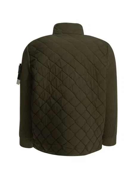 Matlasat geacă Stone Island cu strasuri verde
