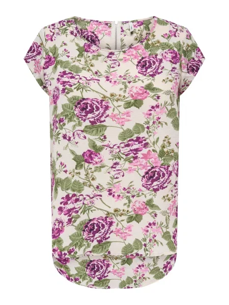 ONLY Bluză ONLVic crem / stuf / lila / mov închis verde