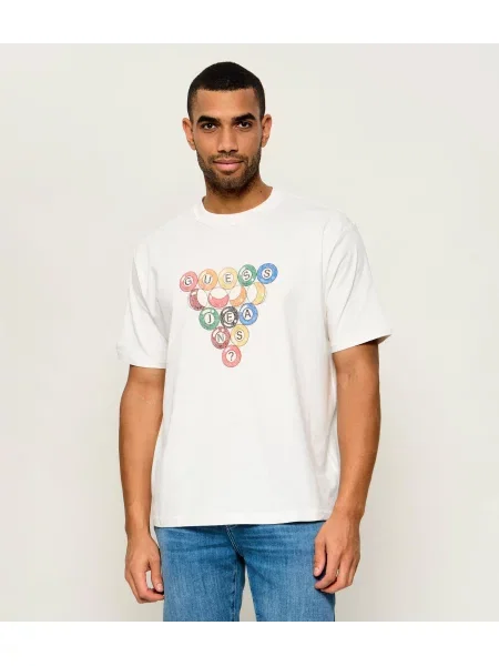 Guess Jeans Tricou Pool Ball | Oversize fit alb