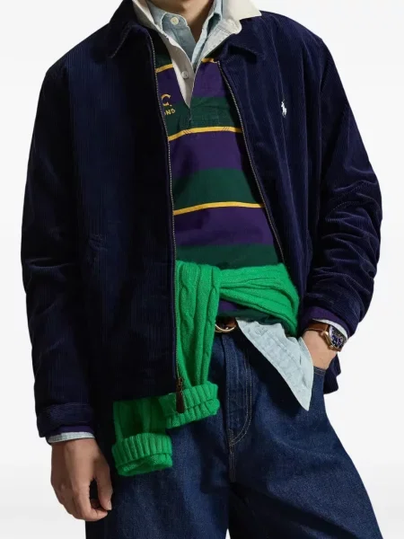 Kordbársony csíkos pólóing Polo Ralph Lauren autogrammal zöld