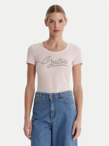 Tričko Guess s krátkými rukávy růžové