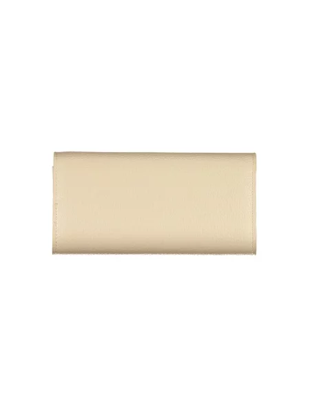 Lniany portfel Valentino Bags z logo elegancki beżowy