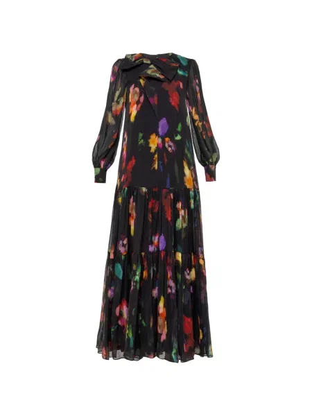 Rochie maxi Nissa de mătase negru
